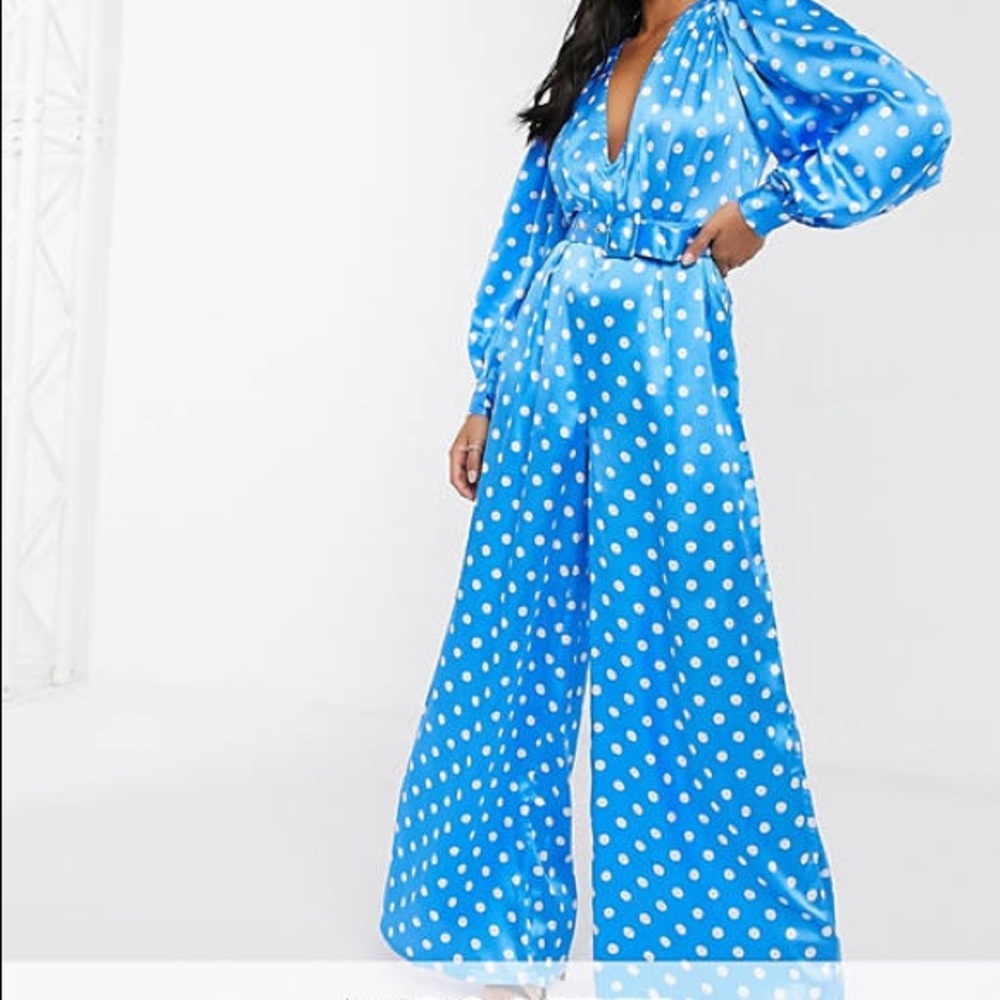ASOS Petite Satin Polka Dot Jumpsuit